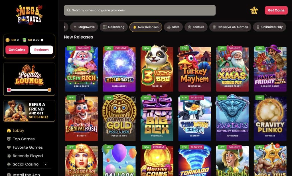 Mega Bonanza New Releases Slots